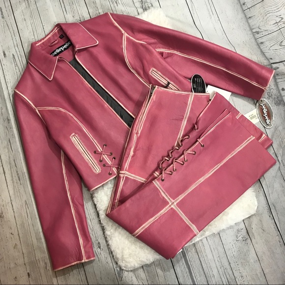 Pelle Pelle Jackets & Blazers - Pellepelle Fushcia leather jacket and pants NWT